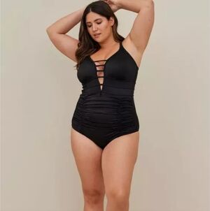 Torrid Wireless Shine Plunge One Piece Swimsuit